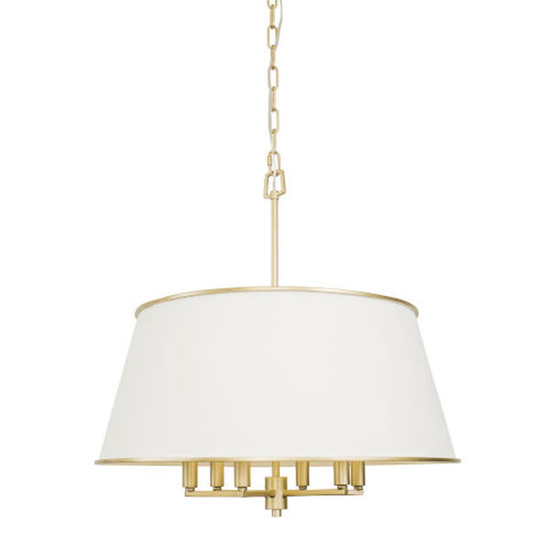 Coco Matte White and French Gold Six-Light Pendant, image 4