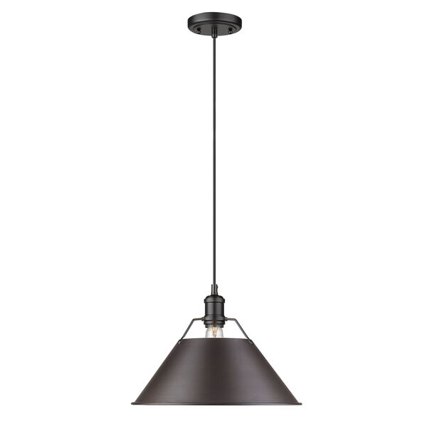 Orwell Matte Black 14-Inch One-Light Pendant with Rubbed Bronze Shade, image 1