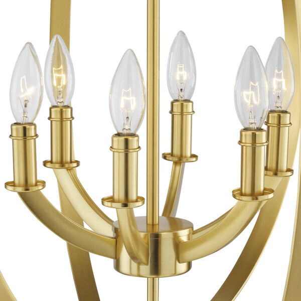 Equinox Satin Brass 30-Inch Six-Light Pendant, image 2
