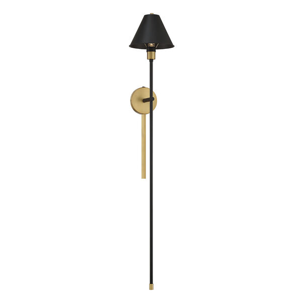 Chelsea Black and Natural Brass One-Light Wall Sconce, image 1