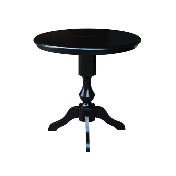 Black 36-Inch Curved Pedestal Counter Height Table with 12-Inch Leaf, image 2