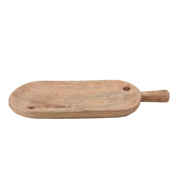 Natural Hand-Carved Mango Wood Tray with Handle, image 1