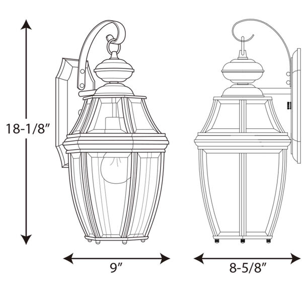 P6611-31: New Haven Black One-Light Outdoor Wall Mount, image 2