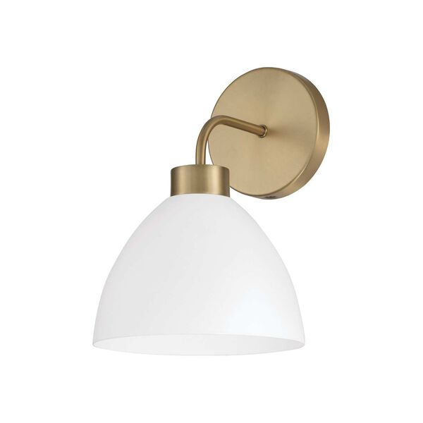 Ross Aged Brass and White One-Light Wall Sconce, image 1