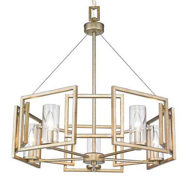 Marco White Gold Five-Light Chandelier with Clear Glass Shade, image 3
