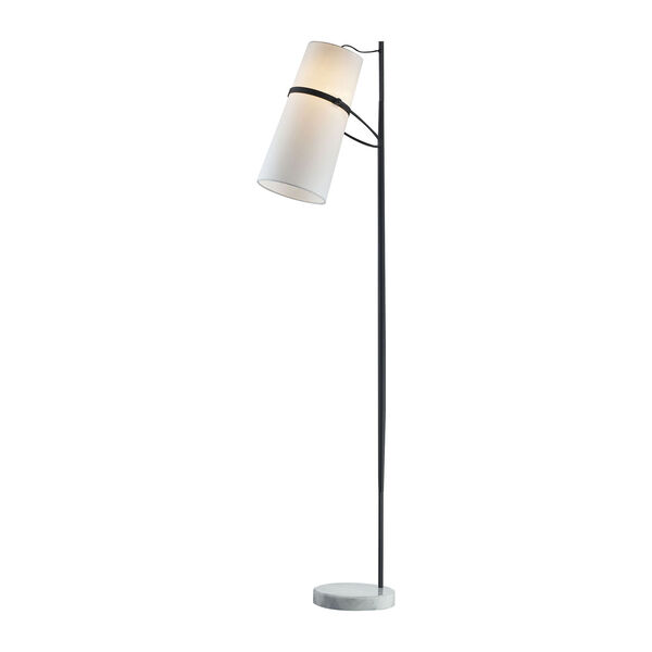 Banded Matte Black One-Light Floor Lamp, image 1