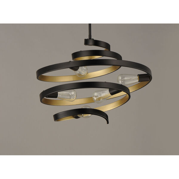 Twister Black and Gold 25-Inch Five-Light Pendant, image 3