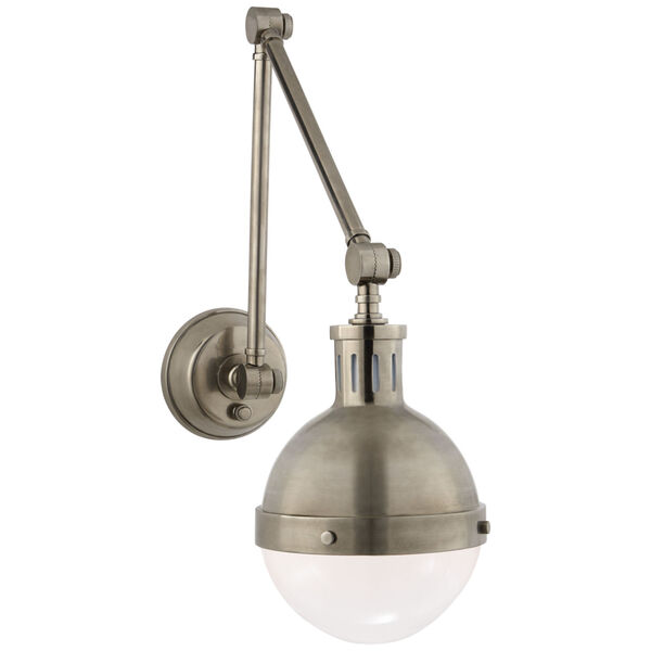 Hicks Library Light in Antique Nickel with White Glass by Thomas O'Brien, image 1