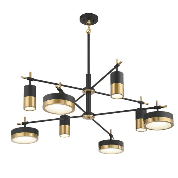 Ashor Matte Black and Warm Brass Eight-Light Integrated LED 42-Inch Chandelier, image 4