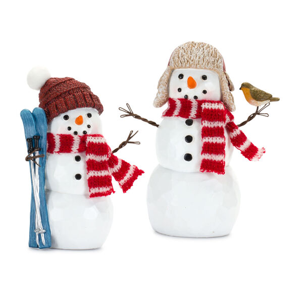 Red Snowman Figurine , Set of Two, image 1