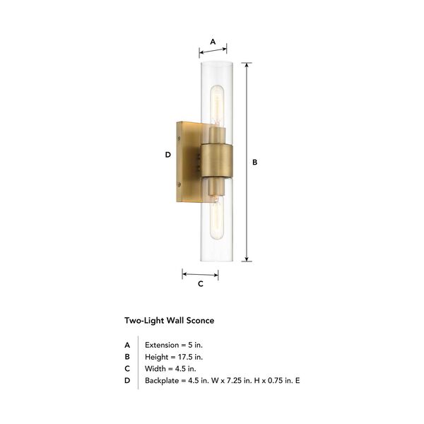 Anton Old Satin Brass Two-Light Wall Sconce, image 5