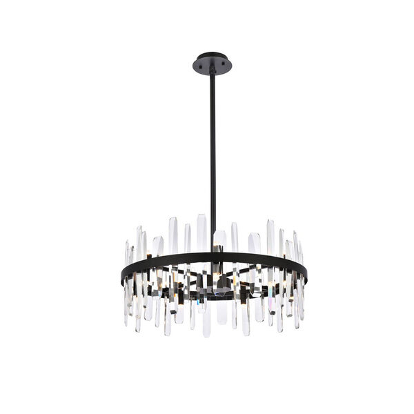 Serena Black and Clear 25-Inch Round Pendant, image 1