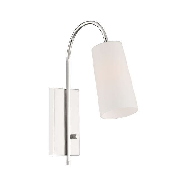 Alexa Polished Nickel and White One-Light Wall Sconce, image 2