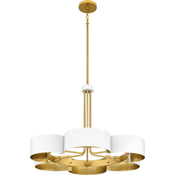Balsam White Lustre and Gold Six-Light Chandelier, image 6