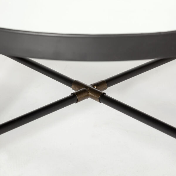 Marshall I Black and Brass Round Mirrored Top Coffee Table, image 4