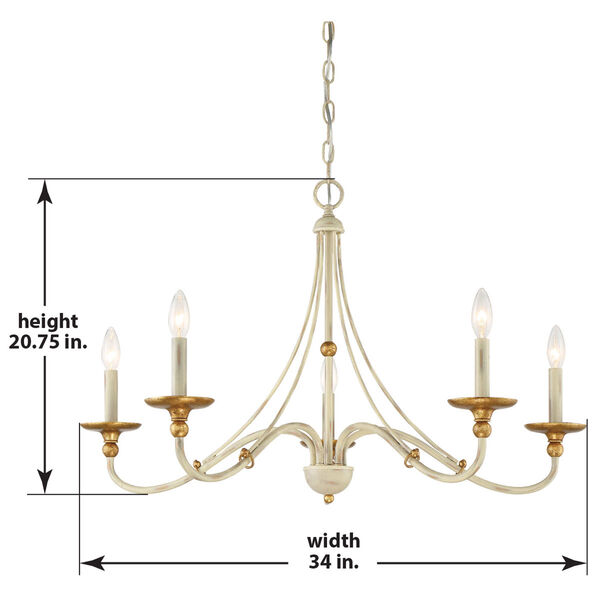 Westchester County Farm House White Five-Light 34-Inch Chandelier, image 2