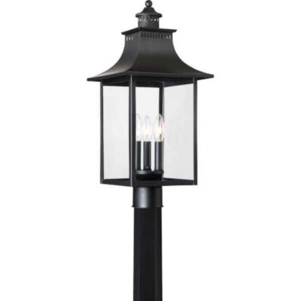Bryant Black Three-Light Outdoor Post Mount with Clear Glass, image 1