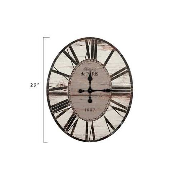 Distressed White 29-Inch Oval Wall Clock, image 5