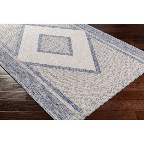 Tuareg Blue, Cream and Gray Rectangular Indoor and Outdoor Rug, image 4