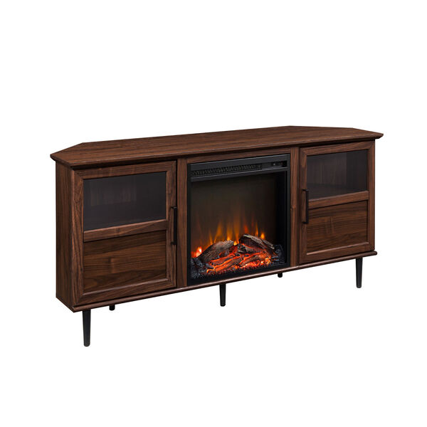 Owen Dark Walnut Angled-Side Fireplace Corner TV Stand, image 5