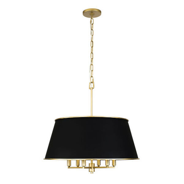 Coco Matte Black and French Gold Six-Light Pendant, image 1