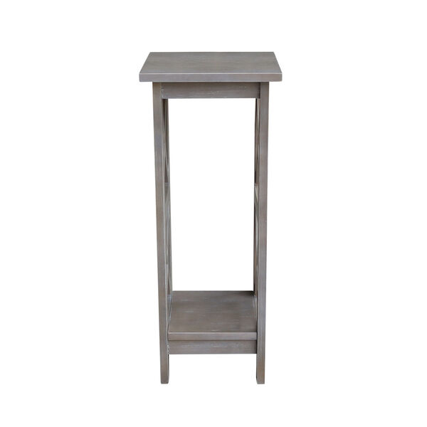 Solid Wood 30 inch X-sided Plant Stand in Washed Gray Taupe, image 2