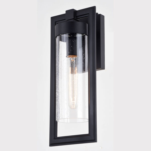 Malmo Matte Black One-Light Outdoor Wall Lantern with Clear Cylinder Glass, image 5
