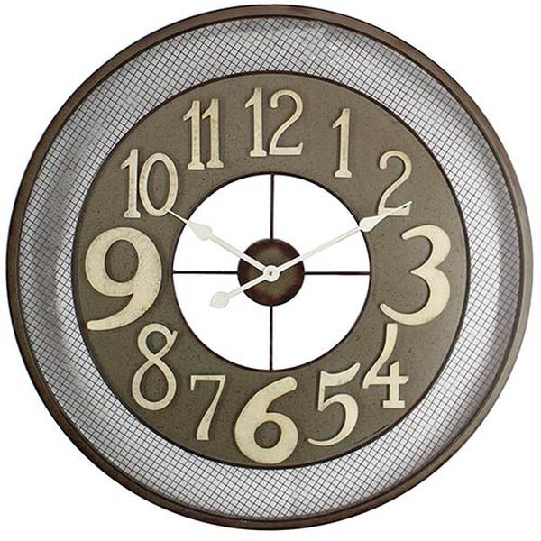Dark Grey, Beige and White Iron Wall Clock, image 1