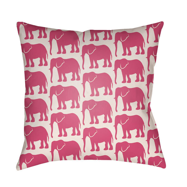 Lolita Elephant Hot Pink and Ivory 16 x 16 In. Pillow with Poly Fill, image 1