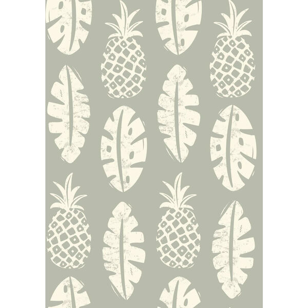 Pineapple Grey White Peel and Stick Wallpaper, image 2