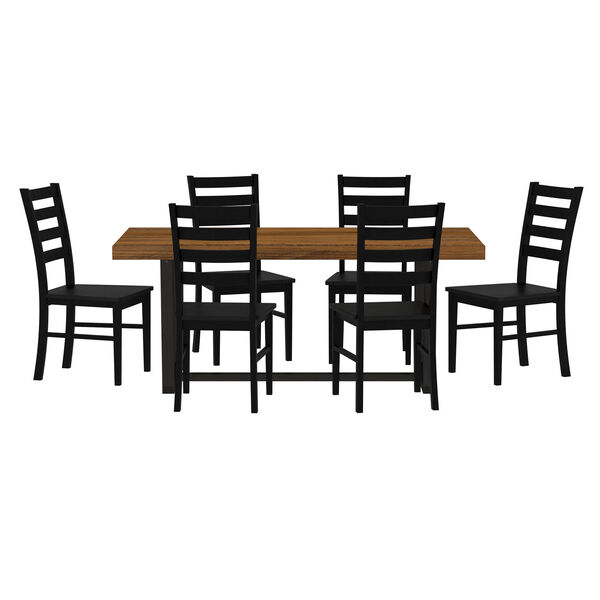 Parker Rustic Oak and Black Dining Table and 6 Chairs, 7-Piece, image 2