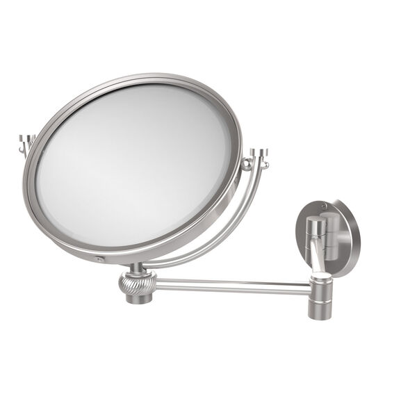 8 Inch Wall Mounted Extending Make-Up Mirror 2X Magnification with Twist Accent, Satin Chrome, image 1