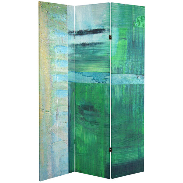 Tall Double Sided Ravello Green Canvas Room Divider, image 1