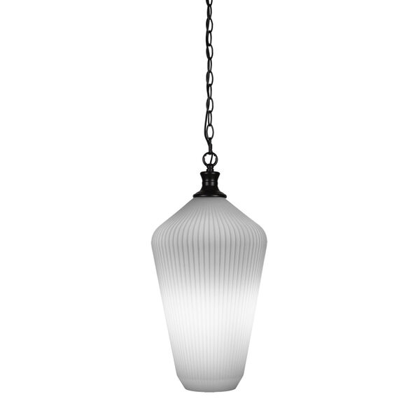 Carina Matte Black One-Light 20-Inch Chain Hung Pendant with Opal Frosted Glass, image 1