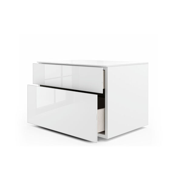 Bedford White Two Drawer Nightstand with Glass Top, image 5