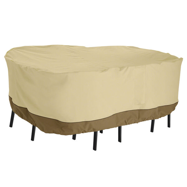 Ash Beige and Brown 108-Inch Rectangular Patio Bar Table and Chair Set Cover, image 1