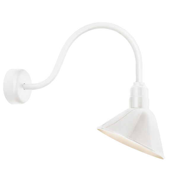 Angle Reflector Gloss White One-Light 12-Inch Outdoor Wall Sconce with 23-Inch Arm, image 1