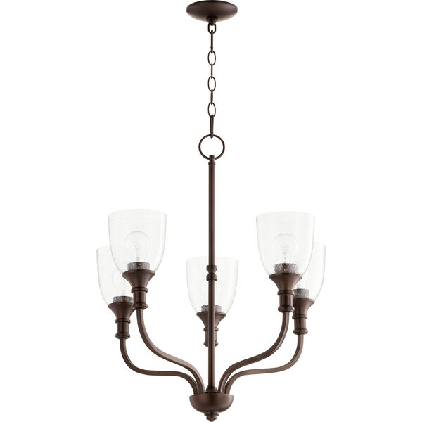 Richmond Oiled Bronze Five-Light 24-Inch Chandelier with Clear Seeded Glass, image 1