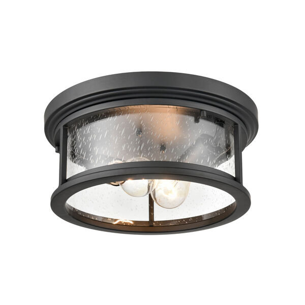Bresley Powder Coat Black Two-Light Outdoor Flush Mount with Clear Seeded Glass, image 6