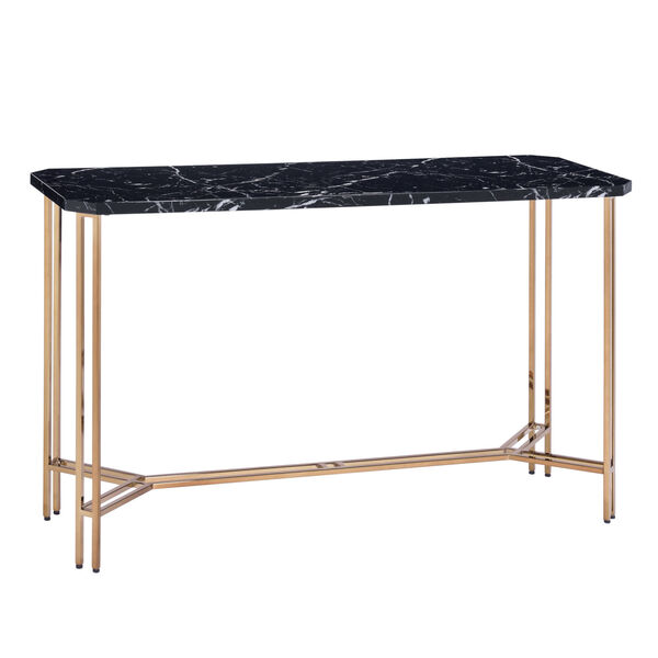 Daxton Black and Gold Faux Marble Sofa Table, image 1