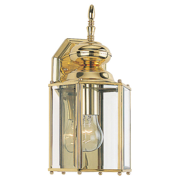 Classico Large Polished Brass Outdoor Wall Mounted Lantern, image 1