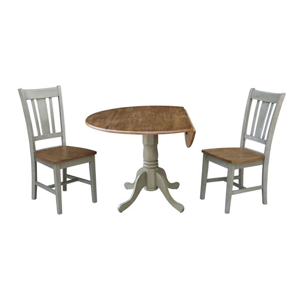 San Remo Hickory and Stone 42-Inch Dual Drop leaf Table with Side Chairs, Three-Piece, image 5