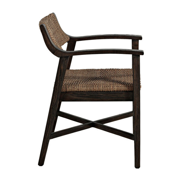 Richard Dark Brown and Natural Seagrass 32-Inch Arm Chair, image 3
