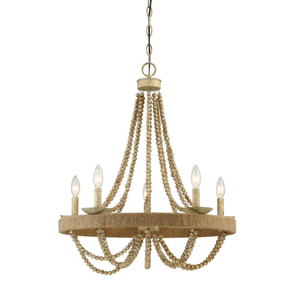 Selby Natural Wood Five-Light Chandelier, image 3