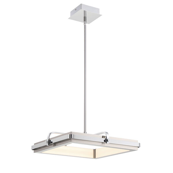 Annilo Chrome and Nickel LED Square Chandelier, image 1