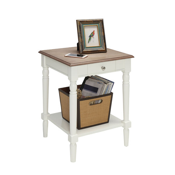 Quinn White End Table with Drawer and Shelf, image 2