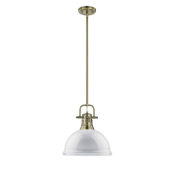 Quinn Aged Brass One-Light Pendant with White Shade, image 1