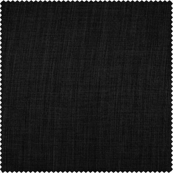 Essential Black Faux Linen Extra Wide Room Darkening Single Panel Curtain, image 8
