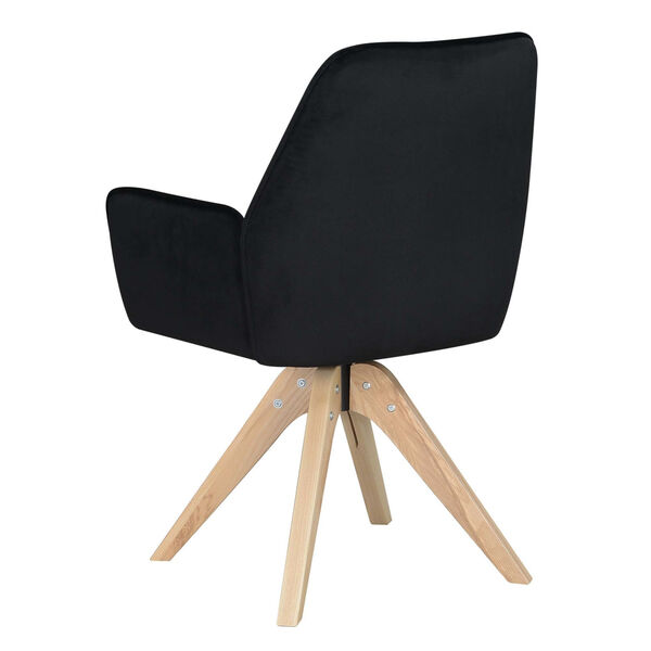 Miranda Velvet Black Natural Wood Accent Chair, image 5
