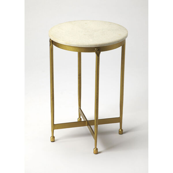 Claypool White Marble End Table, image 1